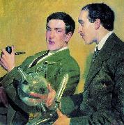 Boris Kustodiev Kapitsa and Semenov Spain oil painting artist